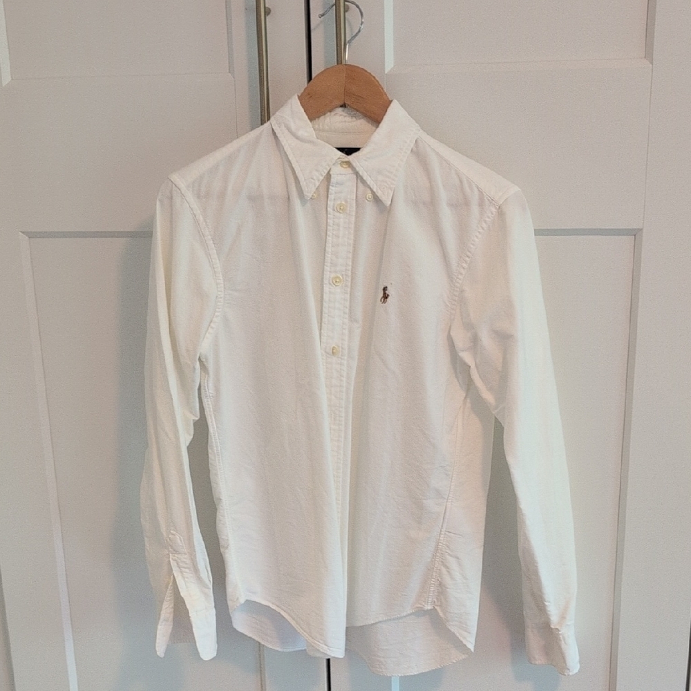 Ralph Lauren White Button Down Shirt Crisp Cotton Classic